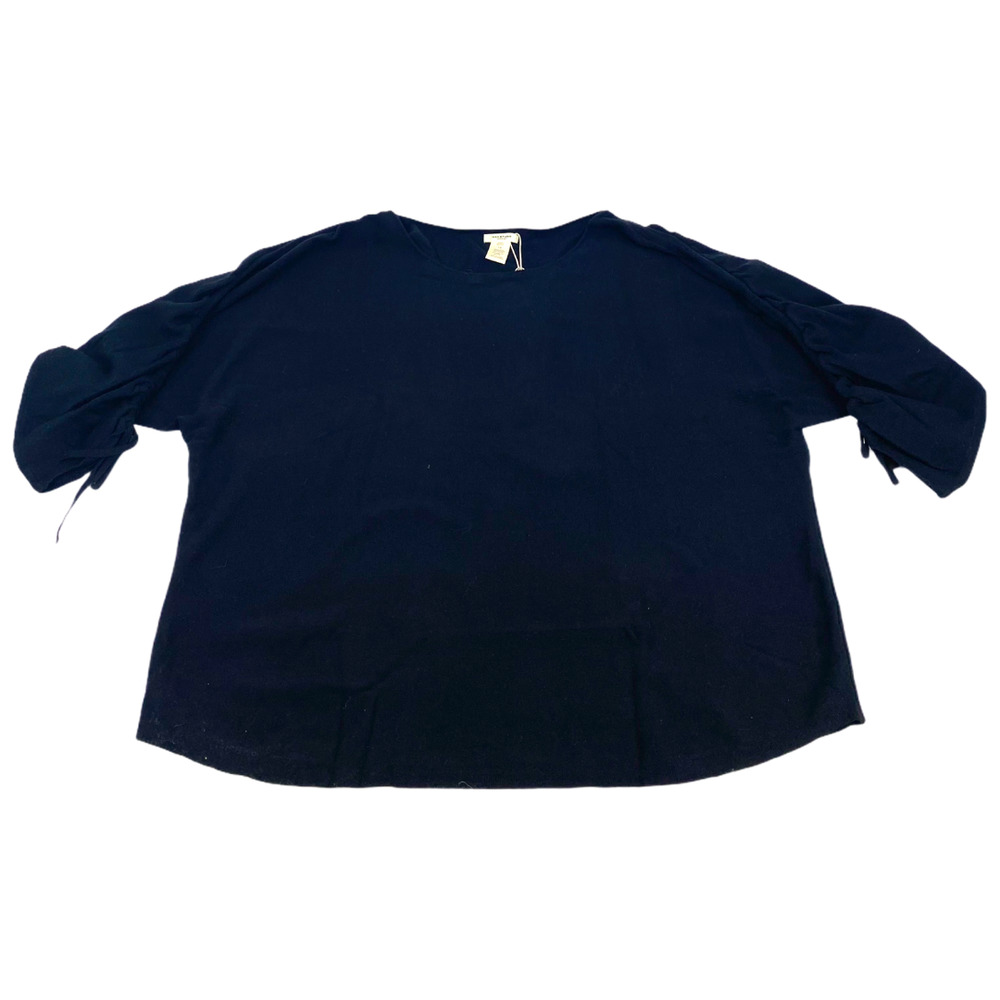MAX STUDIO Black Ruche Sleeve Knit Top Sz 1X